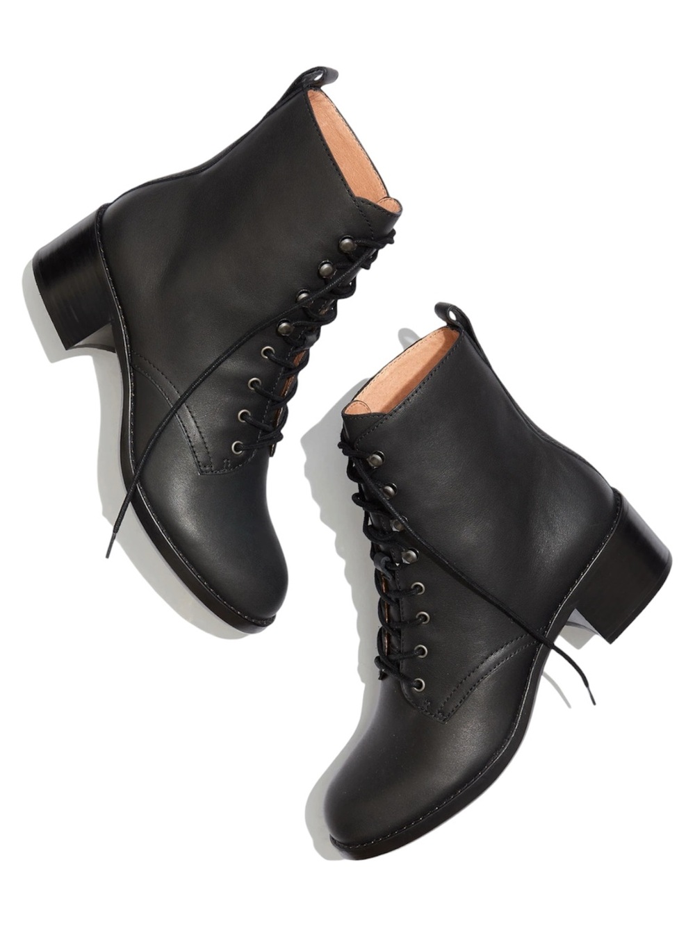 Madewell Patti Lace-Up Boot 9.5 Black Leather Heeled Combat Ankle Bootie